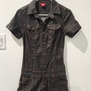 Vintage Y2K Guess Jeans XS/TP Dark Wash Denim Button Front Short Jumpsuit